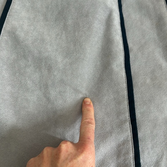 Women’s Vintage Clarissa Ultra Suede 70s light Blue w/ Navy Piping A-Line Midi‎ - Picture 7 of 7